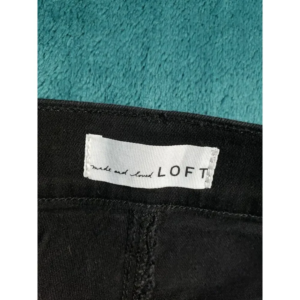Loft Jeans Size 0 Women Black Pants Denim Stretch Dark Mid Rise The Skinny
